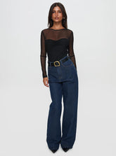Nicolo High Rise Straight Leg Jeans Mid Raw Denim